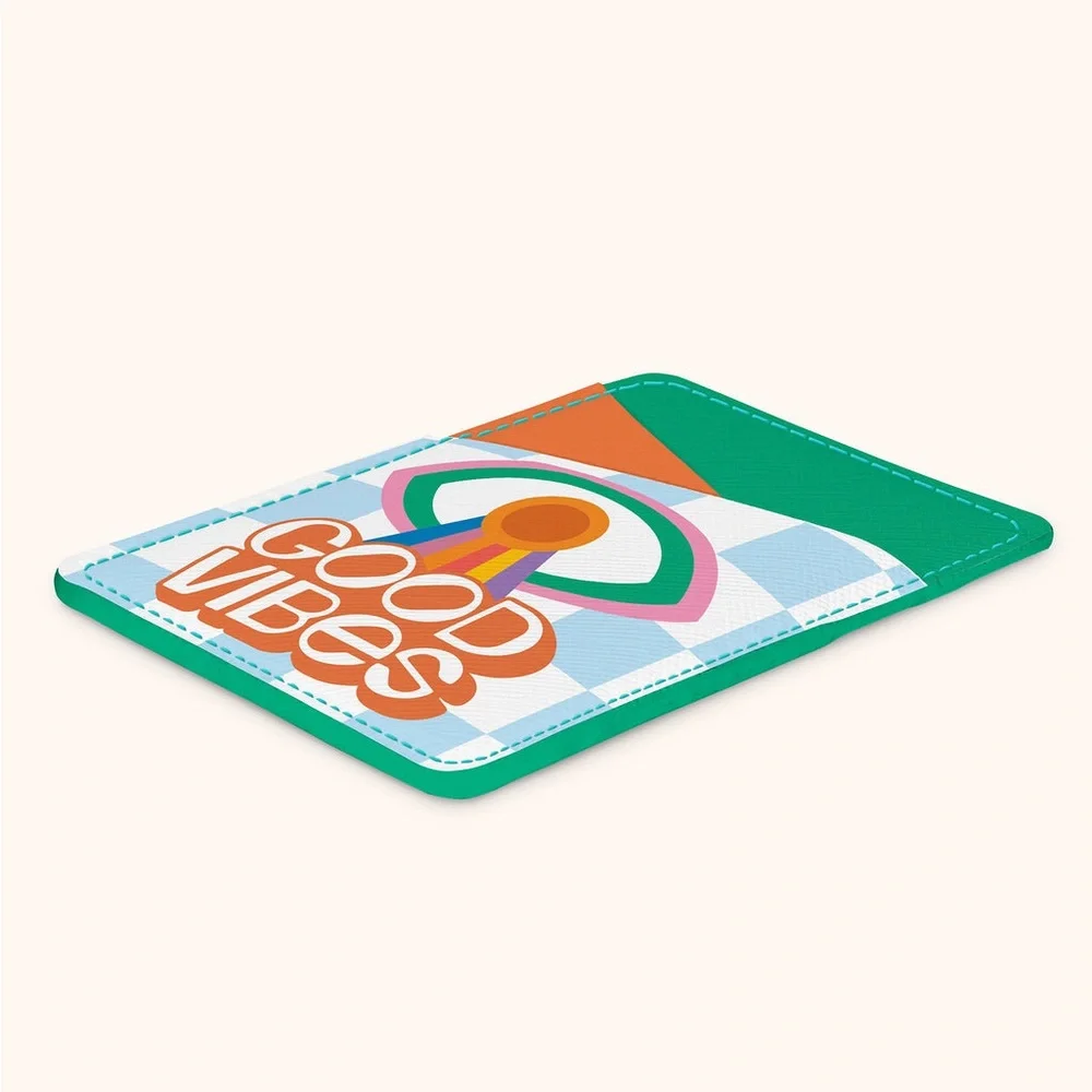 Studio Oh Stick On Cell Phone Wallet Good Vibes Eye Rainbow Orange Green NWT